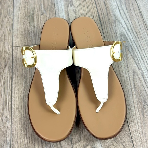 New Aerosoles Izola Cream Gold Wedge Sandal 10 - Picture 2 of 7